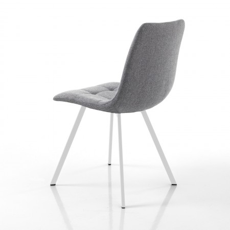 Sedia imbottita NEW UNITY GREY WHITE seduta imbottita tessuto Grigio gambe acciaio verniciato Bianco  opaco cm L46 P56 H85