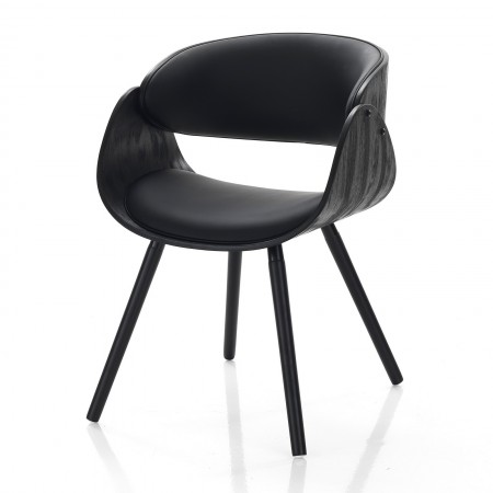 Sedia MARY EVO TOTAL BLACK legno multistrato curvato tinto Nero opaco pelle sintetica Nera H73 L54 P52