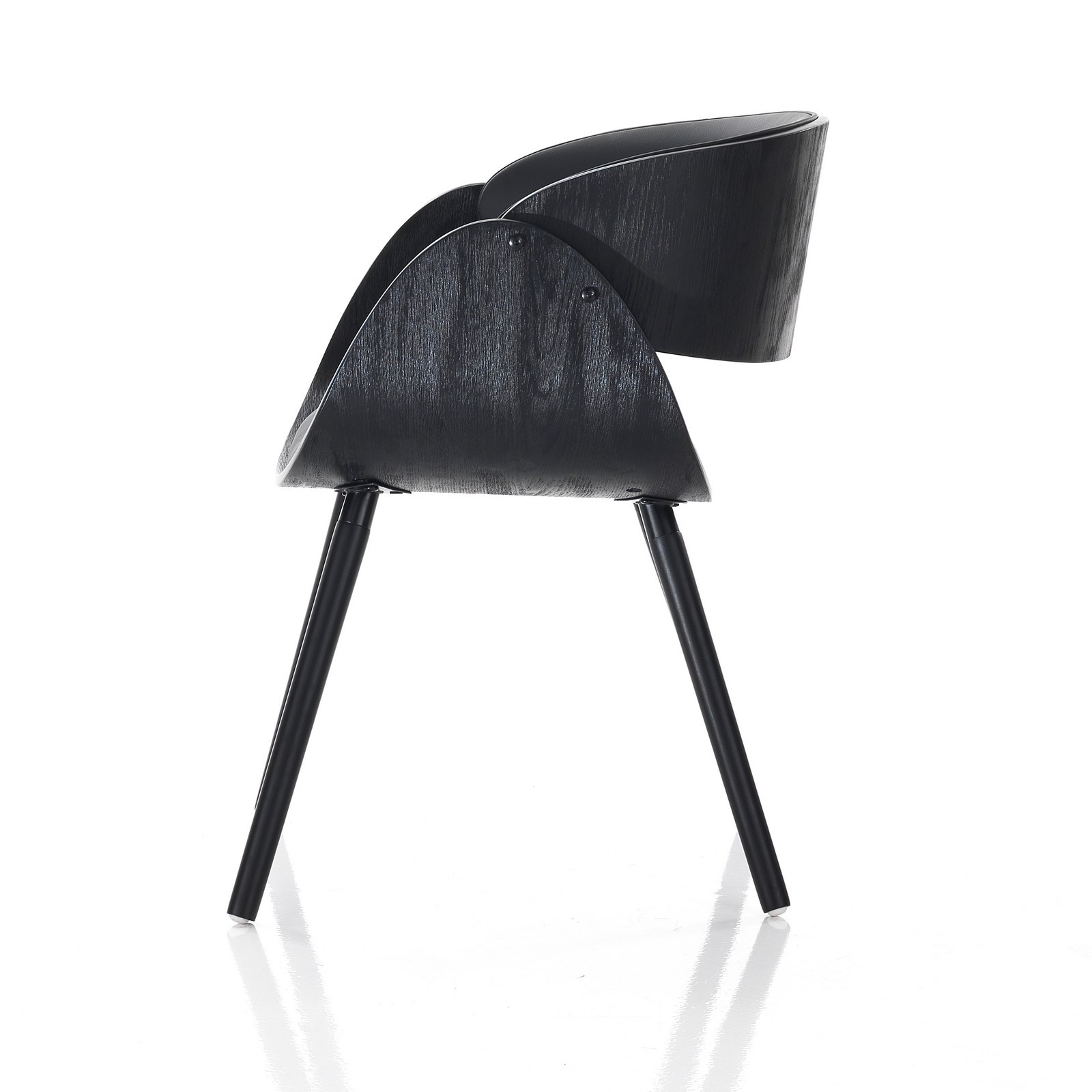 Sedia MARY EVO TOTAL BLACK legno multistrato curvato tinto Nero opaco pelle sintetica Nera H73 L54 P52