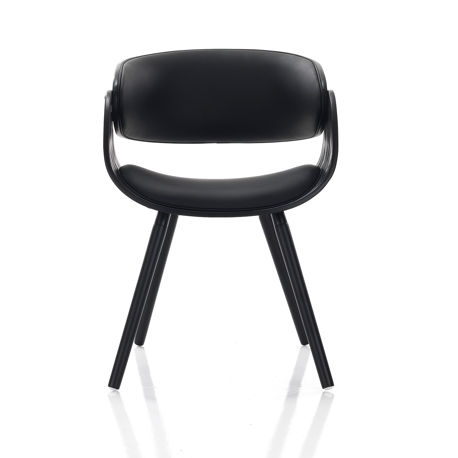 Sedia MARY EVO TOTAL BLACK legno multistrato curvato tinto Nero opaco pelle sintetica Nera H73 L54 P52