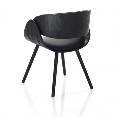 Sedia MARY EVO TOTAL BLACK legno multistrato curvato tinto Nero opaco pelle sintetica Nera H73 L54 P52