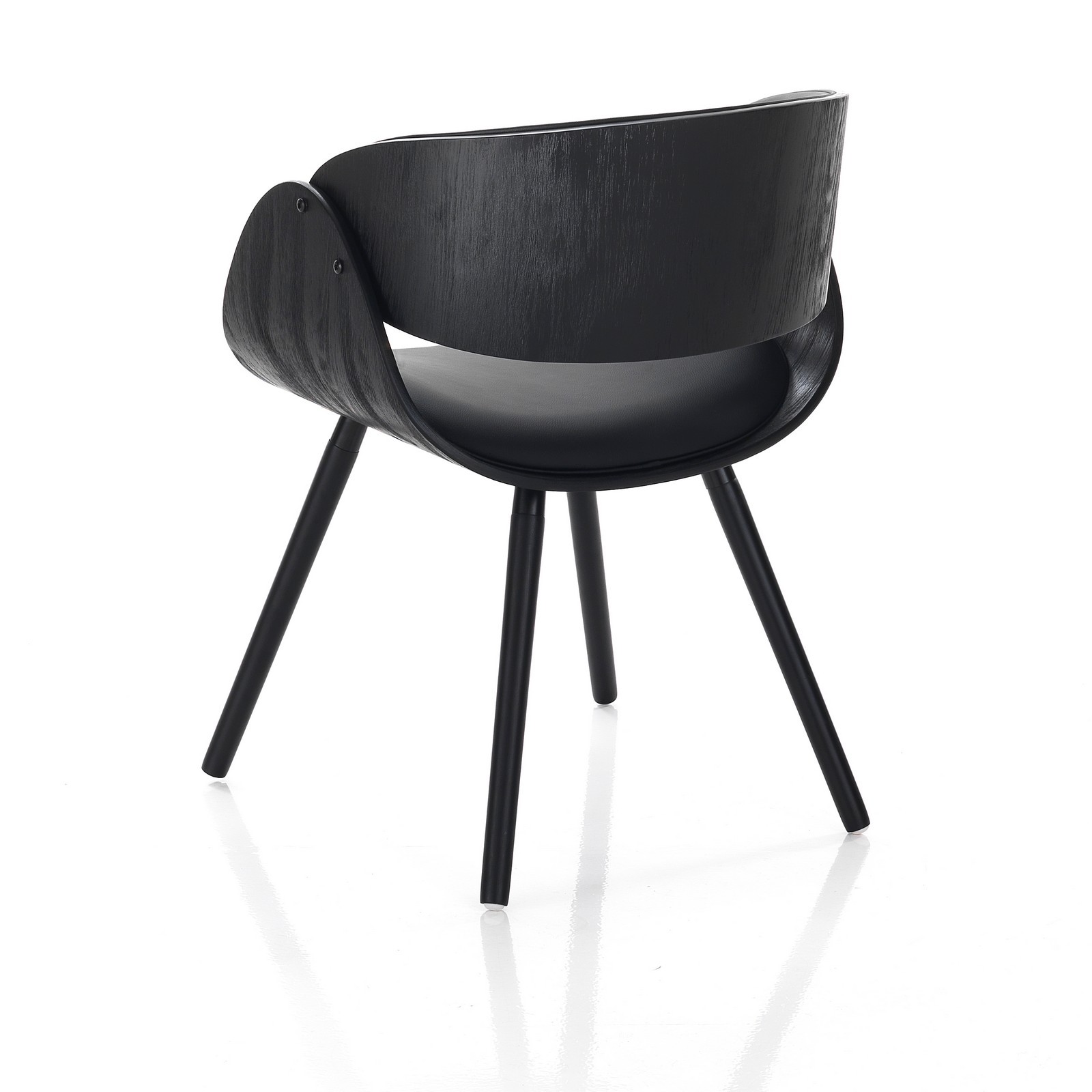 Sedia MARY EVO TOTAL BLACK legno multistrato curvato tinto Nero opaco pelle sintetica Nera H73 L54 P52