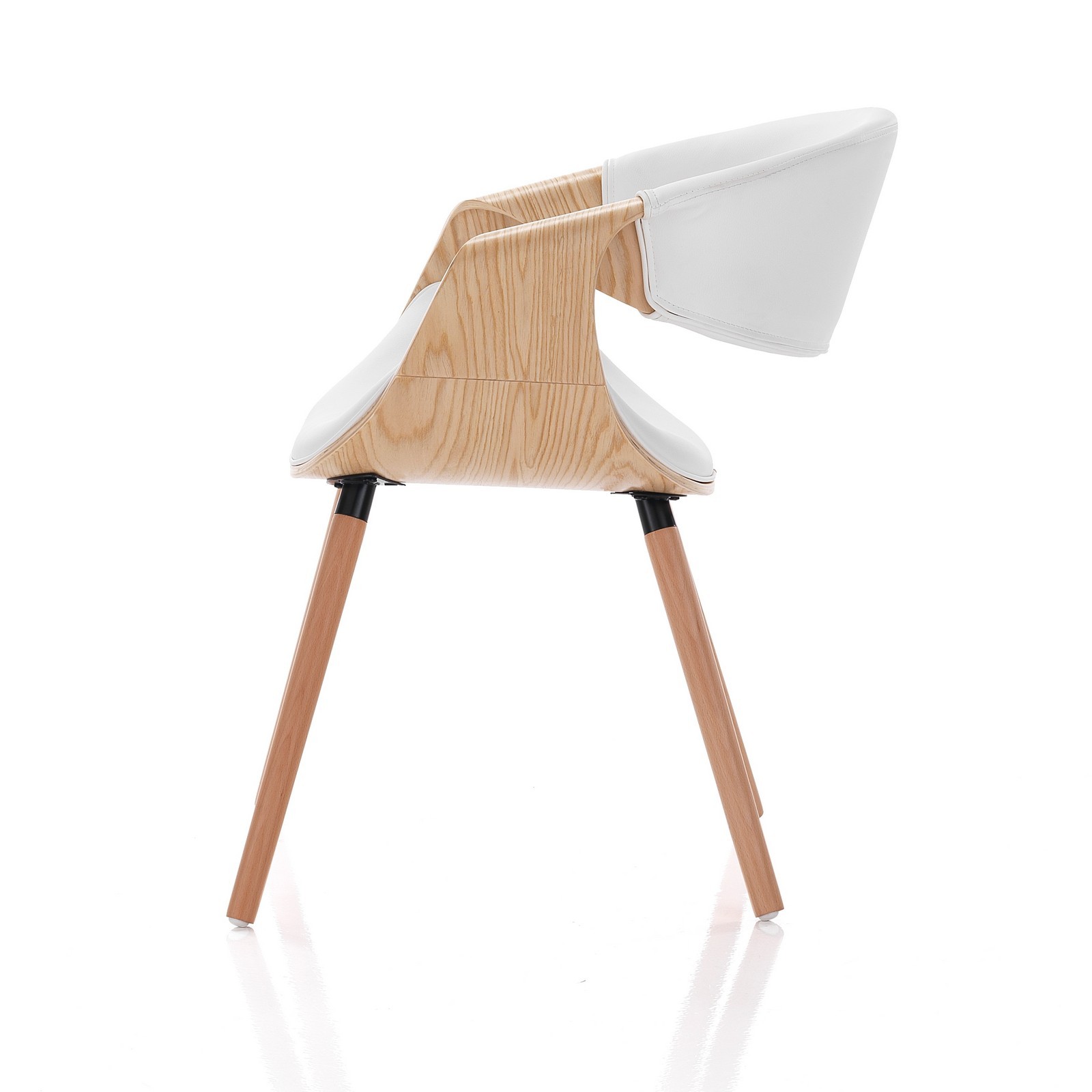 Sedia CAMBRIDGE 2 ROVERE legno multistrato curvato tinto finitura Rovere pelle sintetica Bianca H72 L53 P59
