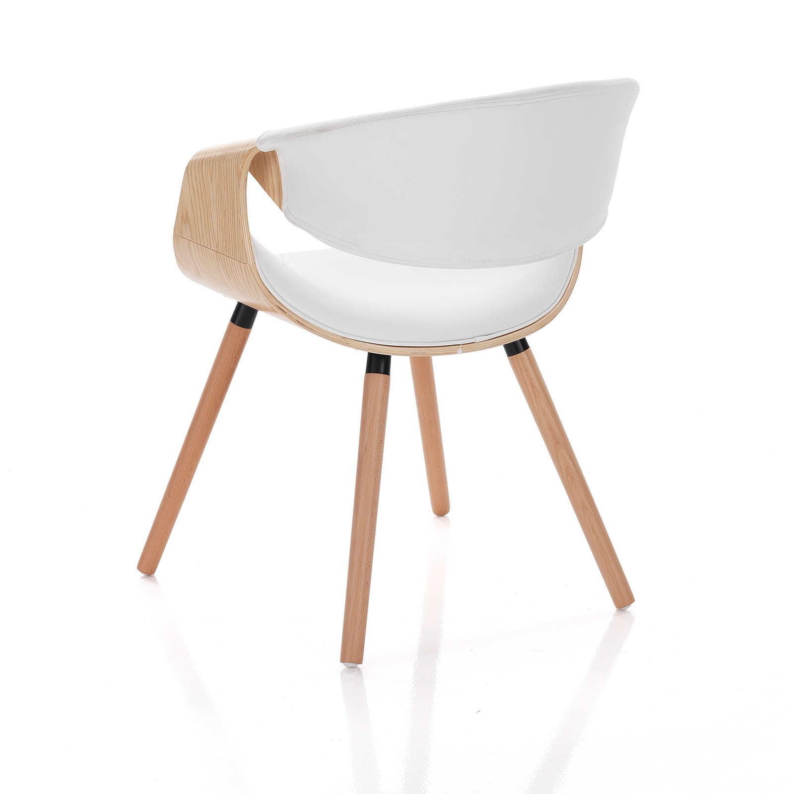 Sedia CAMBRIDGE 2 ROVERE legno multistrato curvato tinto finitura Rovere pelle sintetica Bianca H72 L53 P59