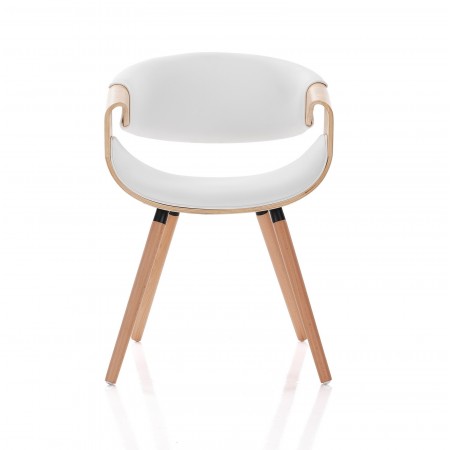 Sedia CAMBRIDGE 2 ROVERE legno multistrato curvato tinto finitura Rovere pelle sintetica Bianca H72 L53 P59