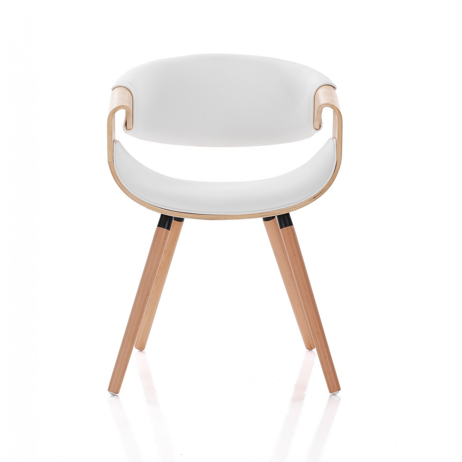Sedia CAMBRIDGE 2 ROVERE legno multistrato curvato tinto finitura Rovere pelle sintetica Bianca H72 L53 P59