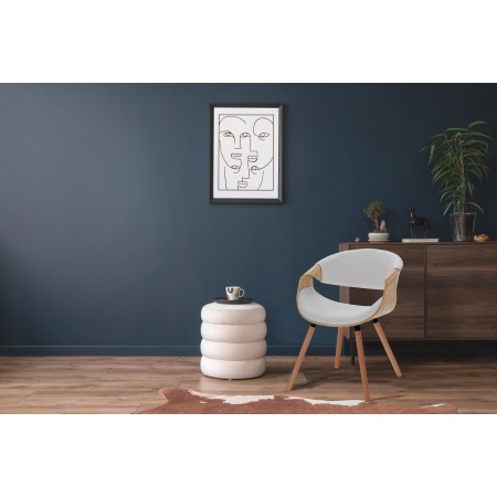 Sedia CAMBRIDGE 2 ROVERE legno multistrato curvato tinto finitura Rovere pelle sintetica Bianca H72 L53 P59