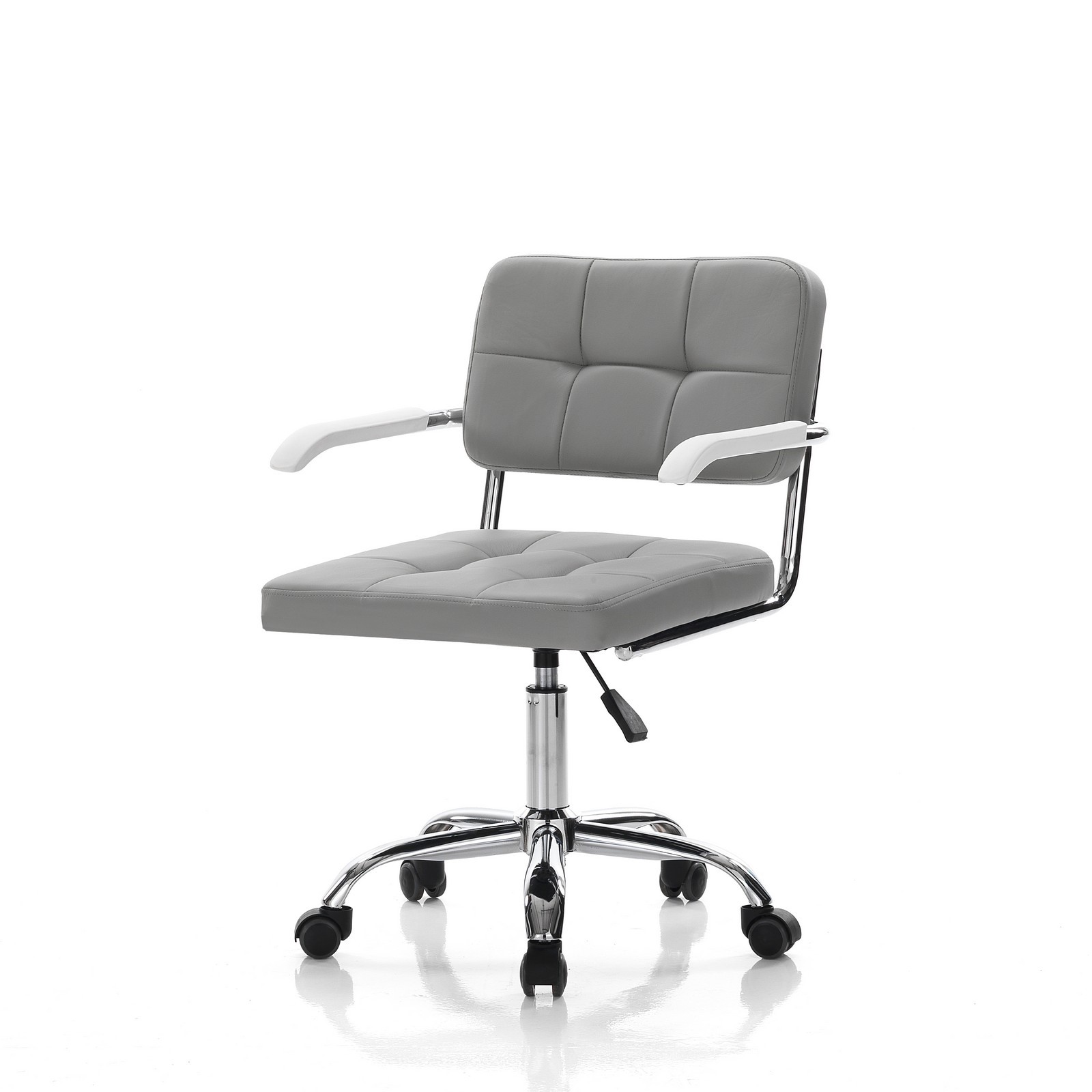 Poltrona da ufficio MALMO acciaio cromato pelle sintetica Grigia H79/89 L58,5 P54