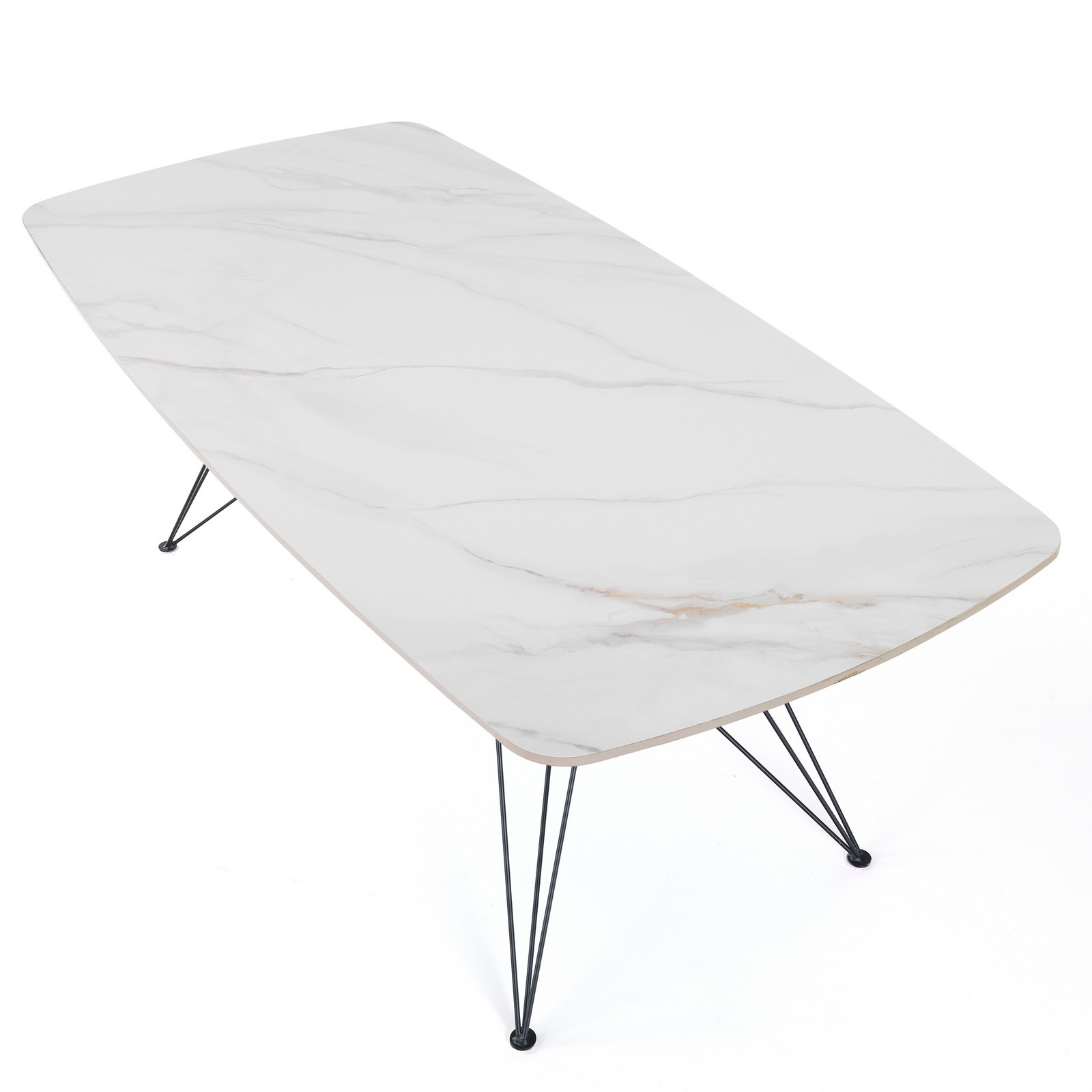 Tavolo scrivania JACOB ONICE MARBLE struttura metallo Nero piano ceramica effetto Marmo Onice Bianco / Giallo cm H77 L180 P90