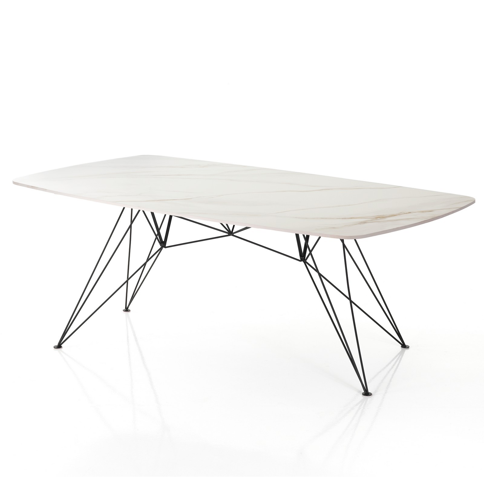 Tavolo scrivania JACOB ONICE MARBLE struttura metallo Nero piano ceramica effetto Marmo Onice Bianco / Giallo cm H77 L180 P90