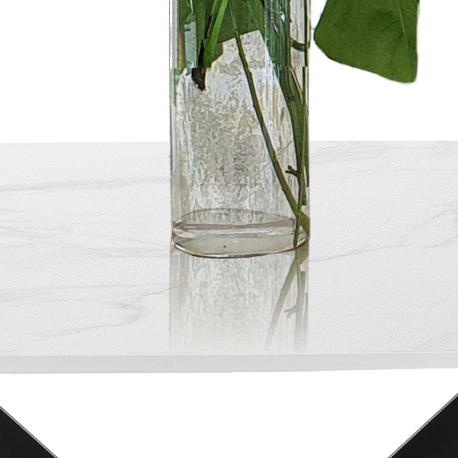 Tavolo JUSTIN WHITE MARBLE basamento metallo Nero opaco piano ceramica effetto Marmo Calacatta Bianco lucido cm H76 P90 L180