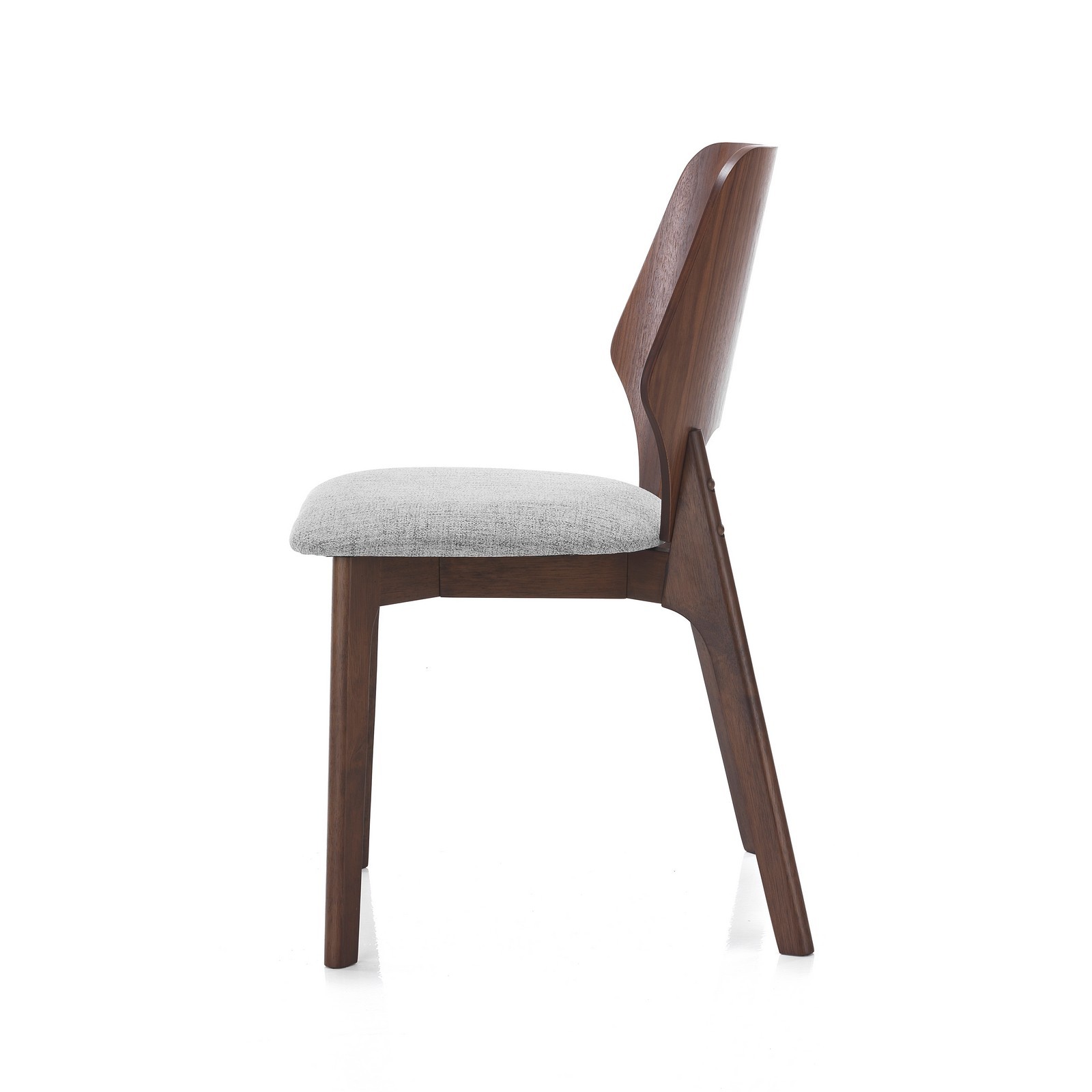 Sedia MAYRA legno massello finitura Noce scuro tessuto Grigio chiaro H84 L48 P55