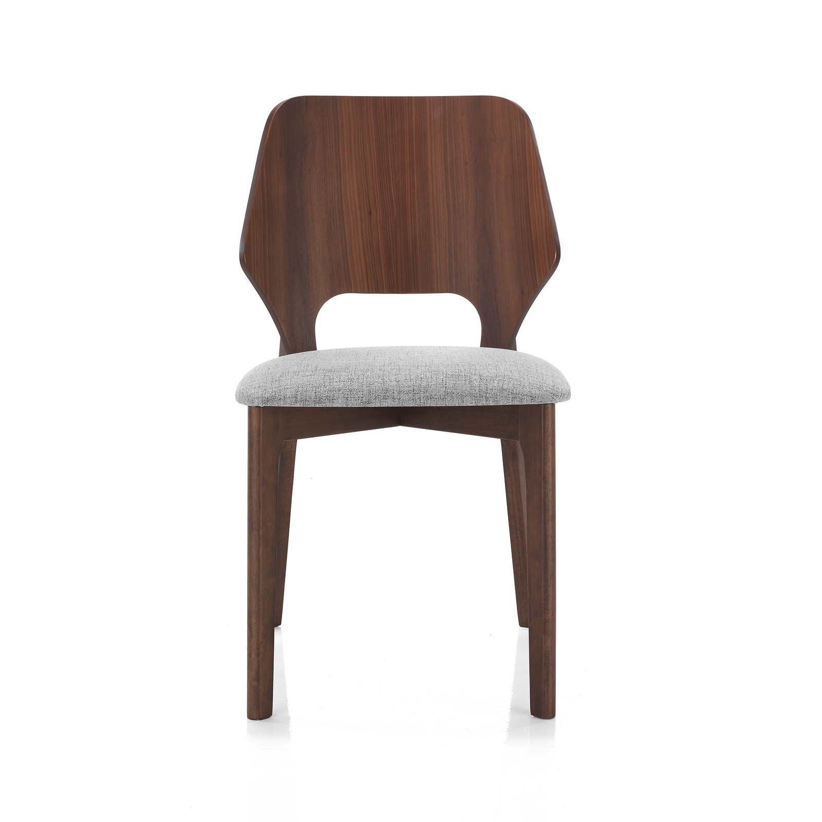 Sedia MAYRA legno massello finitura Noce scuro tessuto Grigio chiaro H84 L48 P55
