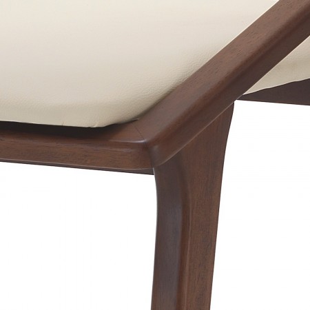 Sedia MIMA legno massello finitura Noce scuro pelle sintetica Beige H86 L51 P61