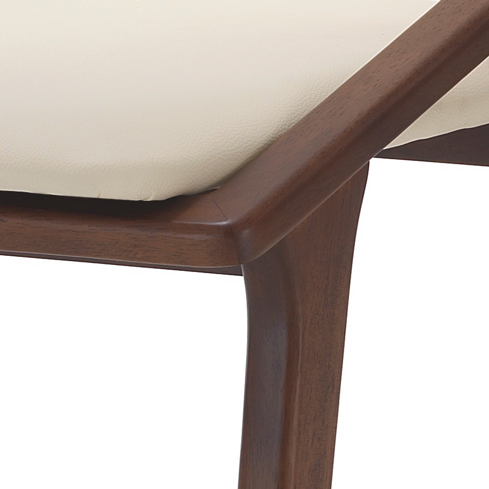 Sedia MIMA legno massello finitura Noce scuro pelle sintetica Beige H86 L51 P61
