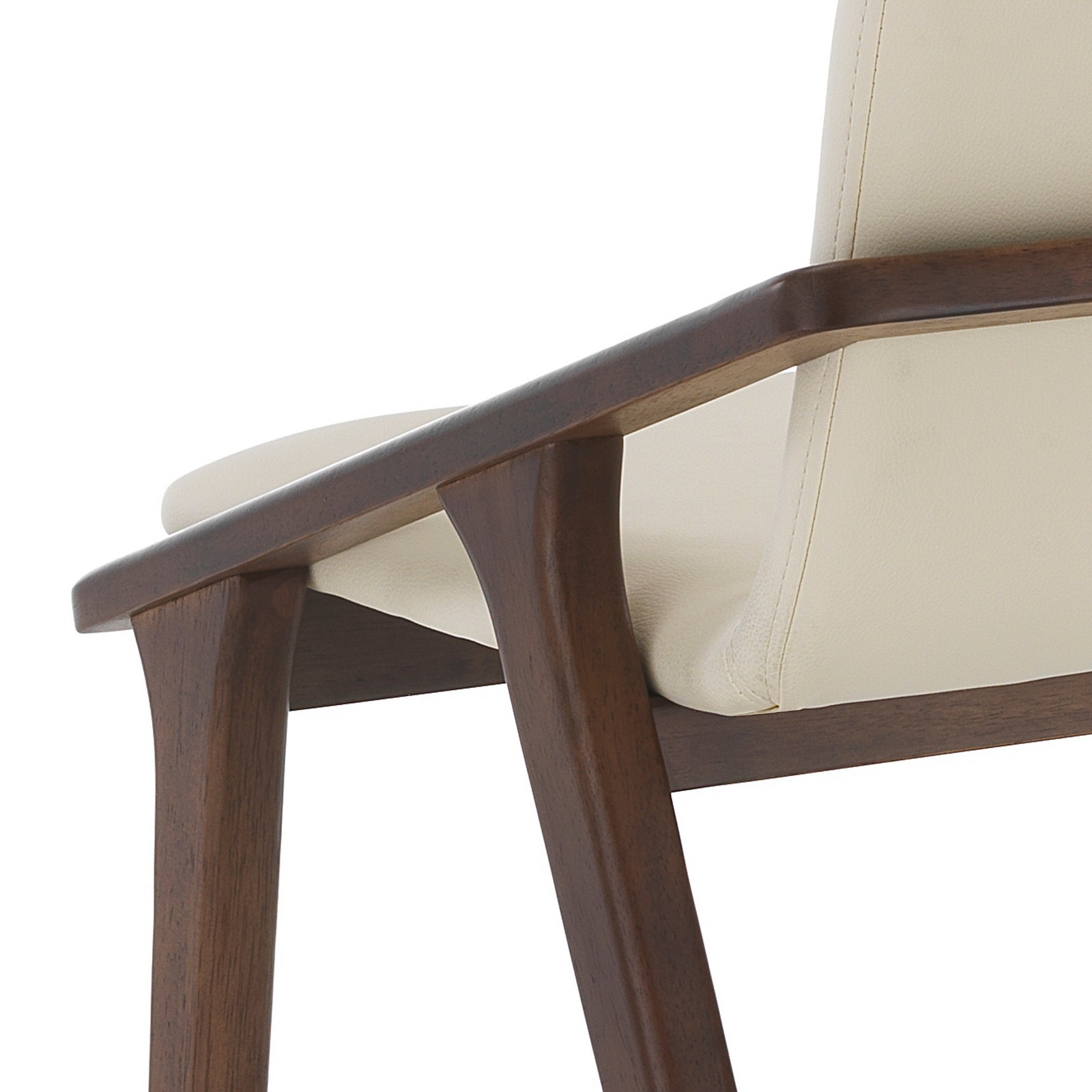 Sedia MIMA legno massello finitura Noce scuro pelle sintetica Beige H86 L51 P61