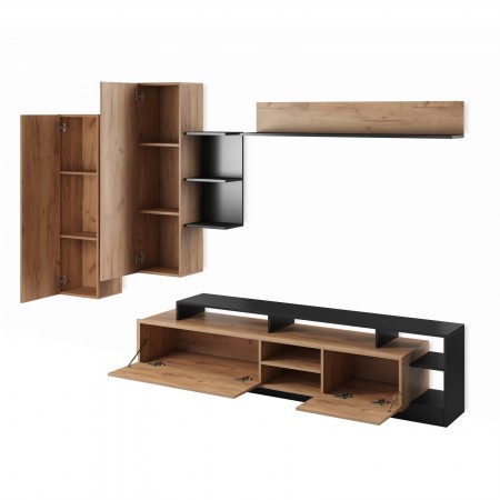 Parete soggiorno ELOISE ANTHRACITE  finitura Rovere dorato  Antracite H172 L260 P44