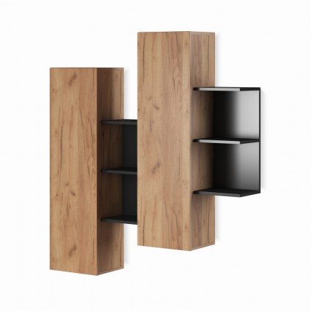 Parete soggiorno ELOISE ANTHRACITE  finitura Rovere dorato  Antracite H172 L260 P44