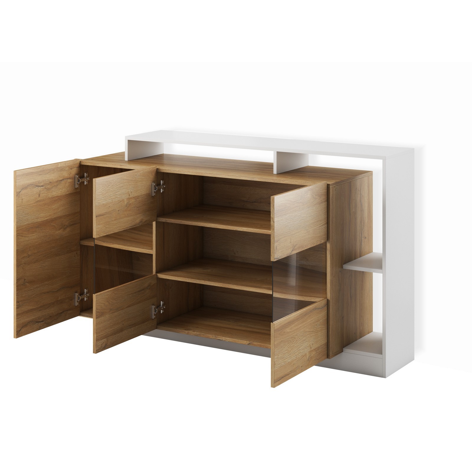 Madia ELOISE WHITE finitura Rovere Crudo Bianco opaco H93,5 L155 P44