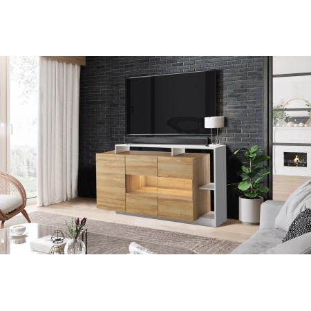 Madia ELOISE WHITE finitura Rovere Crudo Bianco opaco H93,5 L155 P44