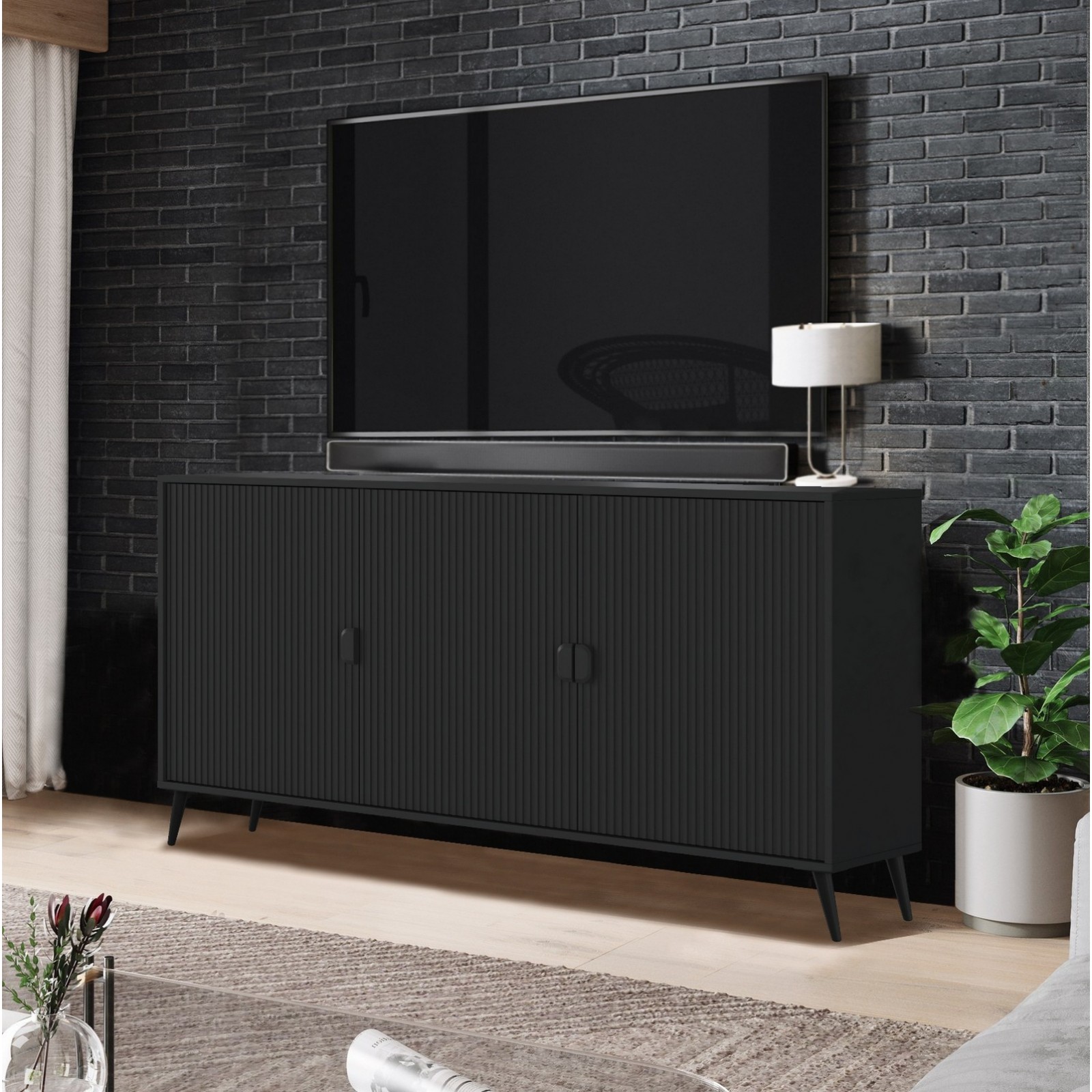 Madia JULIET TOTAL BLACK finitura Nero opaco H88 L153,5 P49