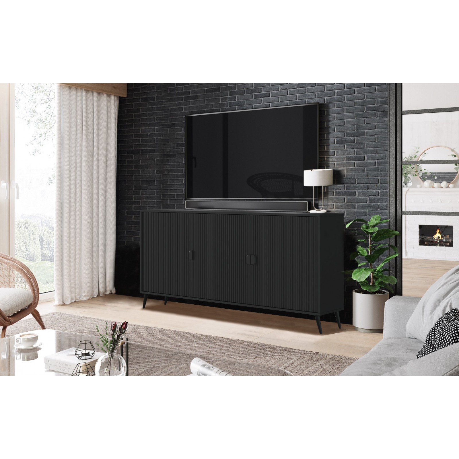 Madia JULIET TOTAL BLACK finitura Nero opaco H88 L153,5 P49