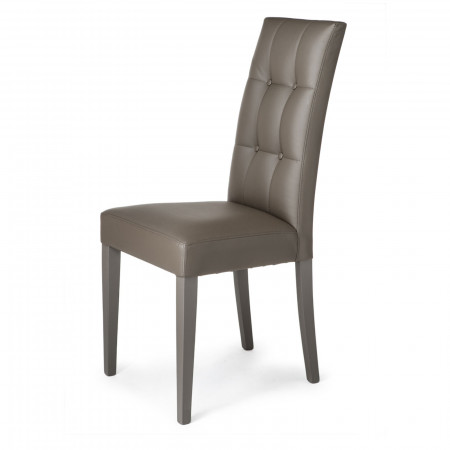 Sedia Megan Sandy in pelle sintetica e legno laccato Tortora, 46x45xh100 cm