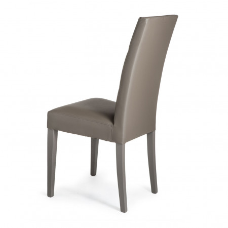 Set 2 Sedie Megan Sandy in pelle sintetica e legno laccato Tortora, 46x45xh100 cm