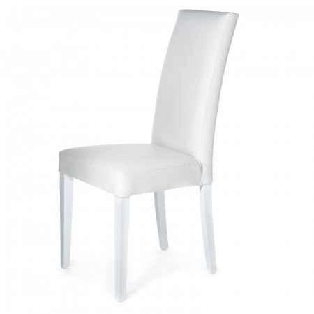 Sedia Nathalie White in pelle sintetica e legno laccato Bianca, 46x45xh100 cm