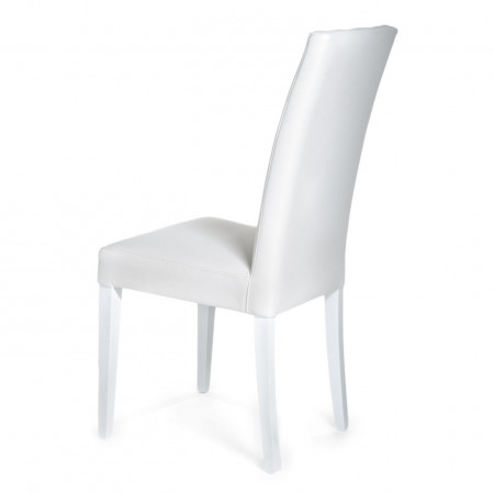 Set 2 Sedie Nathalie White in pelle sintetica e legno laccato Bianca, 46x45xh100 cm