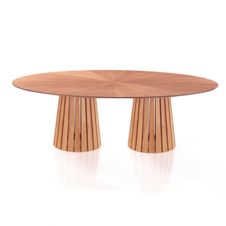 Tavolo ovale RANIA ROVERE struttura legno massello tinto Rovere piano MDF impiallacciato Rovere intarsiato H75 P110 L190
