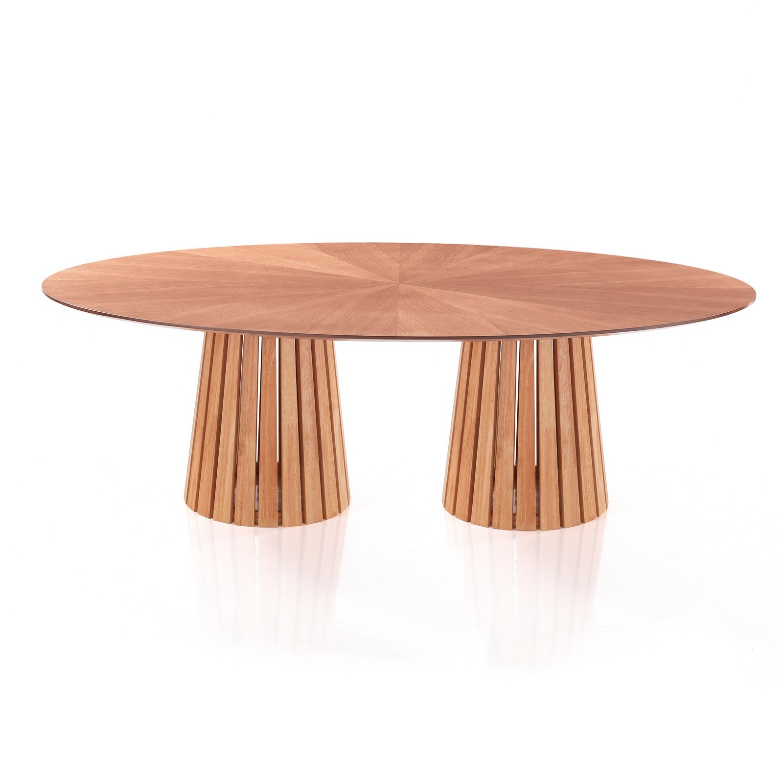 Tavolo ovale RANIA ROVERE struttura legno massello tinto Rovere piano MDF impiallacciato Rovere intarsiato H75 P110 L190