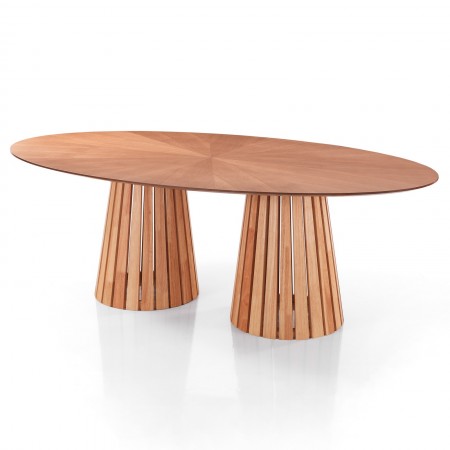Tavolo ovale RANIA ROVERE struttura legno massello tinto Rovere piano MDF impiallacciato Rovere intarsiato H75 P110 L190