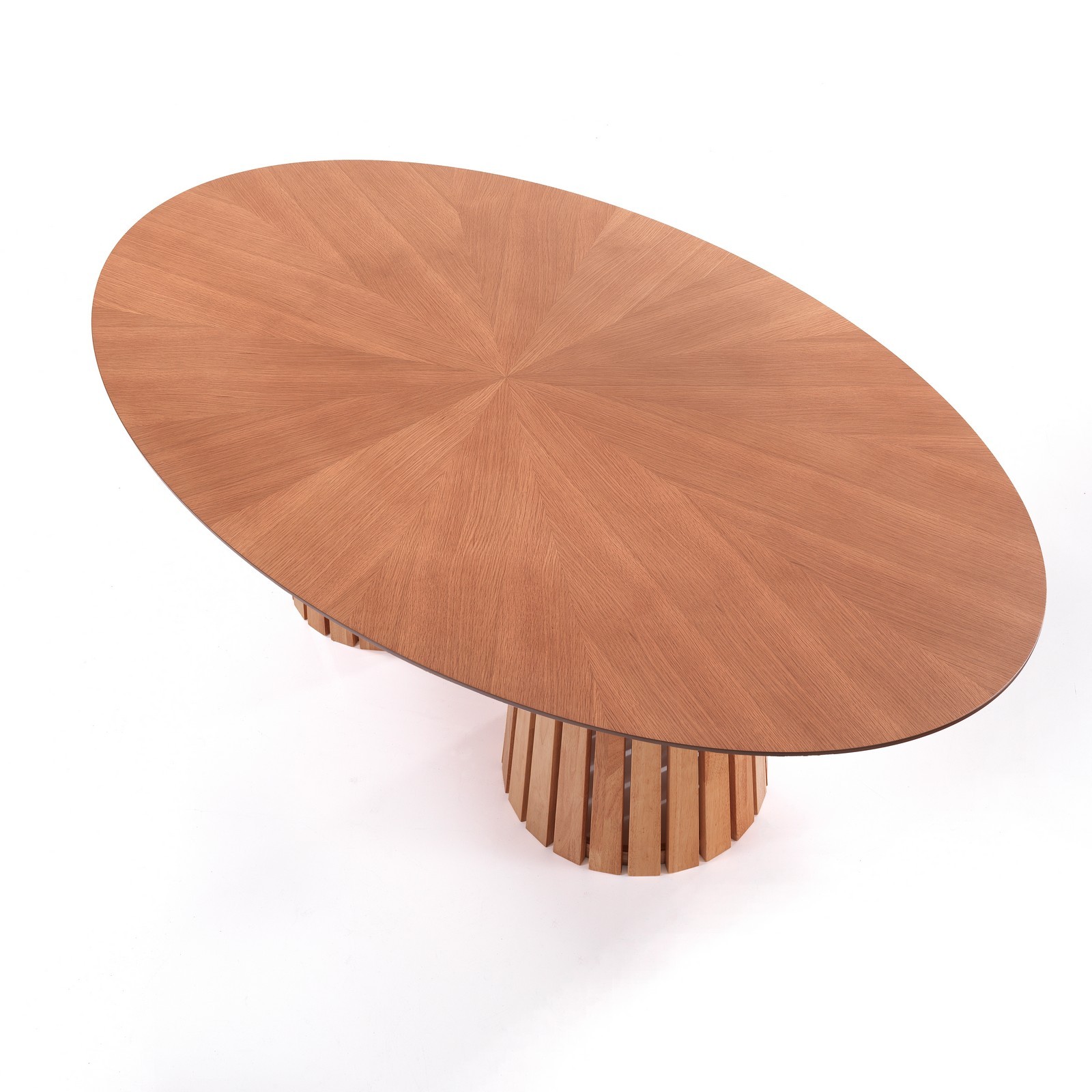 Tavolo ovale RANIA ROVERE struttura legno massello tinto Rovere piano MDF impiallacciato Rovere intarsiato H75 P110 L190