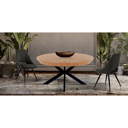 Tavolo rotondo allungabile ZENO ROVERE impiallacciato cm H76 D130 L130 L180 L230