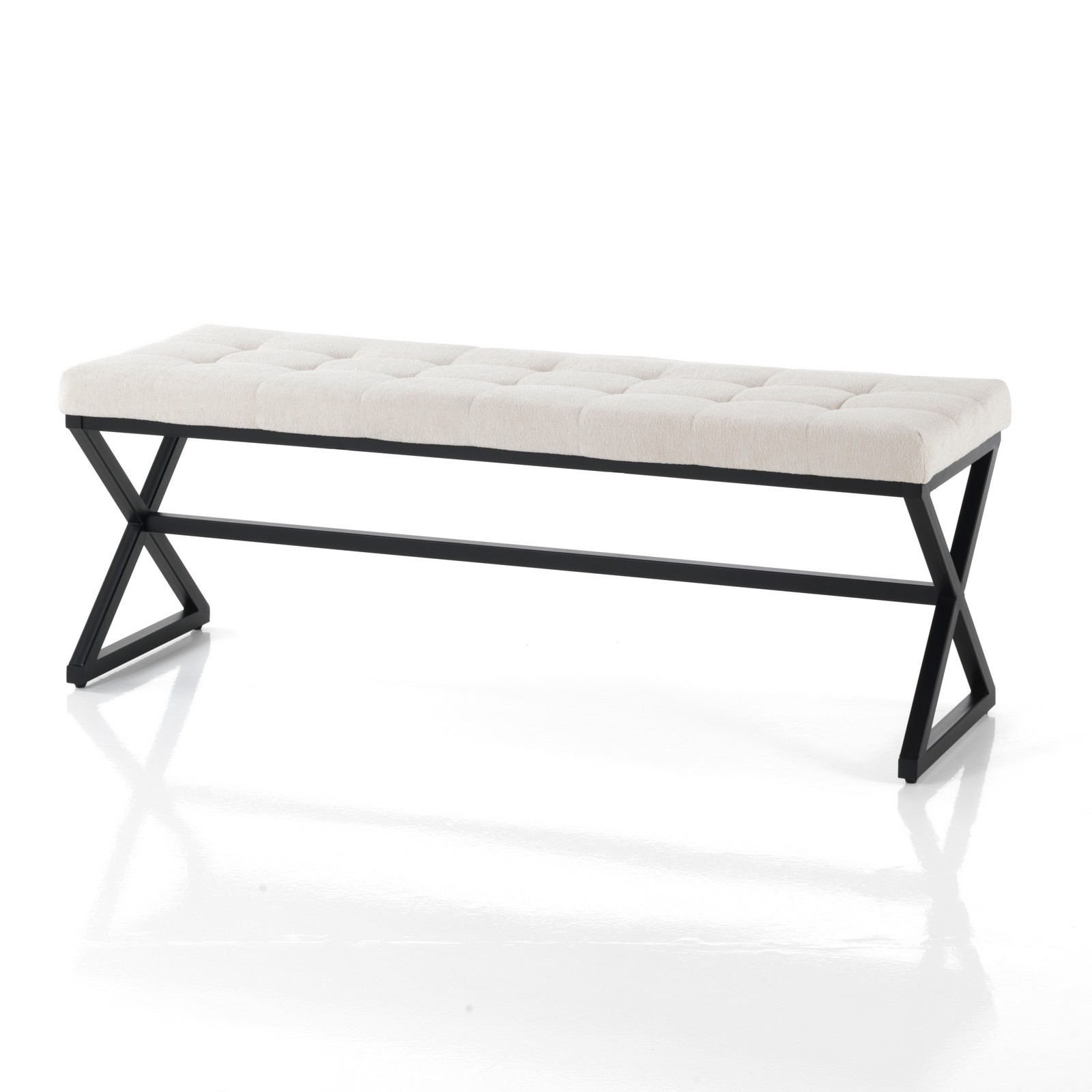 Panca KIMI EVO tessuto bianco écru metallo Nero Opaco H45 L122 P42