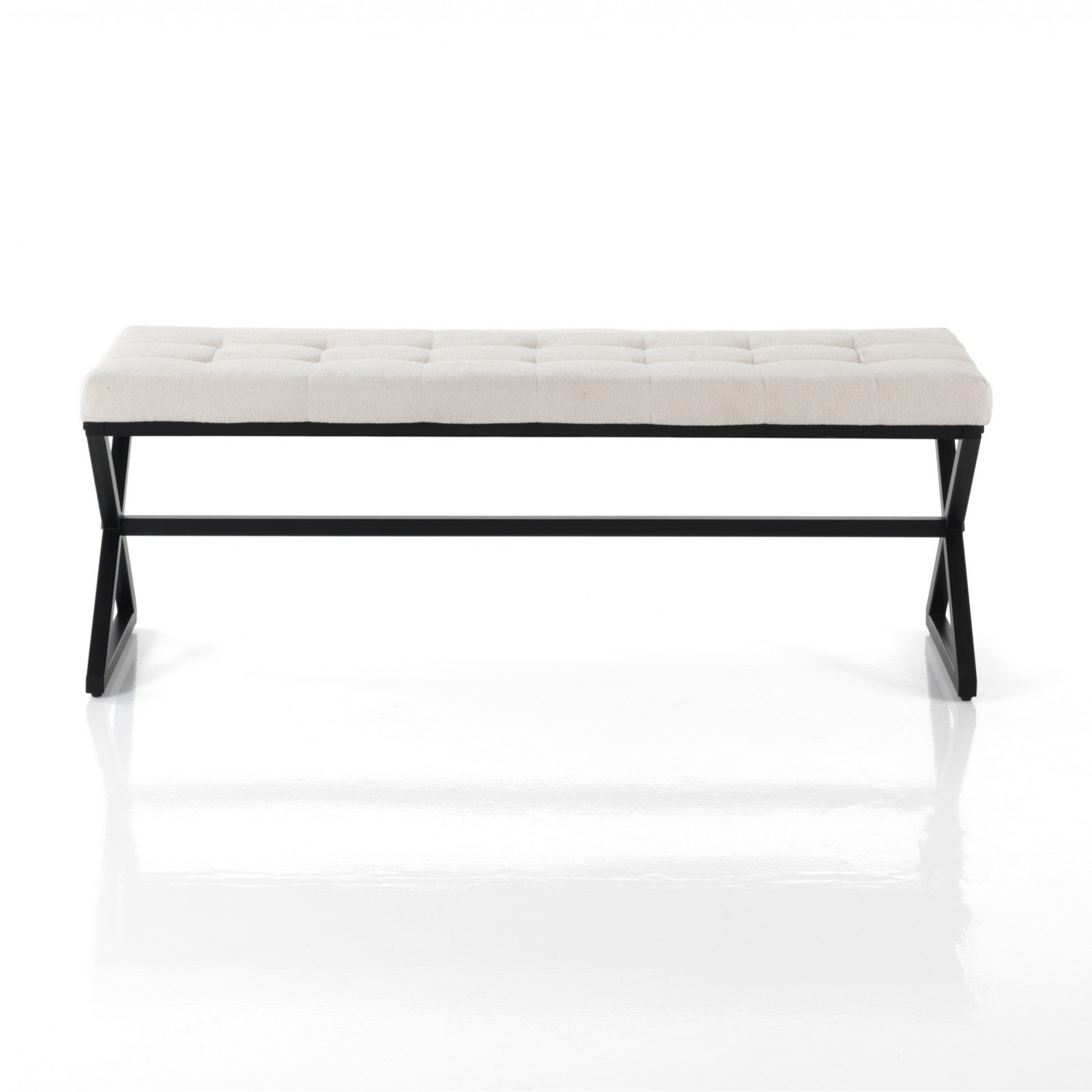 Panca KIMI EVO tessuto bianco écru metallo Nero Opaco H45 L122 P42