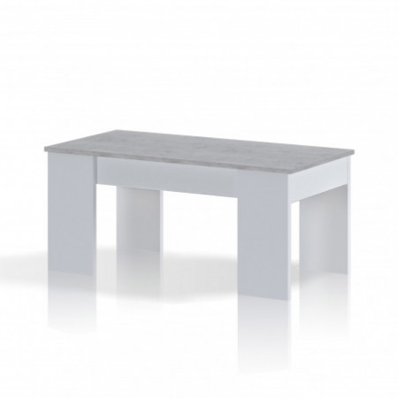 Tavolino Contenitore Dreda Cement Grigio finitura Cemento e Larice Bianco, 110x50xh44.6 cm