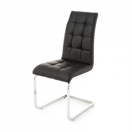 Sedia Kelly Black in Pelle Sintetica Nera e Metallo Cromato, 44x58xh98 cm