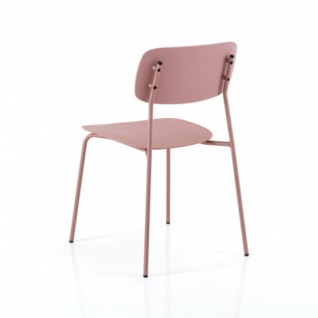 Set 4 Sedie Julia Pink in Polipropilene e Acciaio Rosa opaco, 43x51xh78 cm