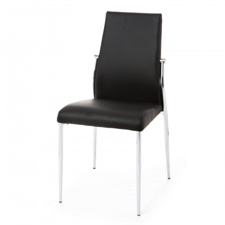 Sedia Mya Black in Pelle Sintetica Nera e Metallo Laccato 41x53xh85 cm