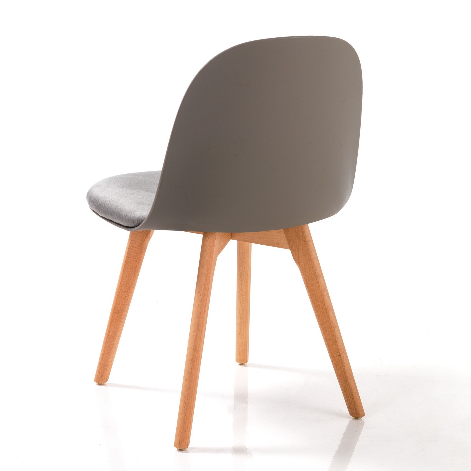Set 4 sedie ALIDA GRIGIO SCURO LEGNO scocca polipropilene gambe legno massello finitura rovere seduta velluto Grigio 78x46x52
