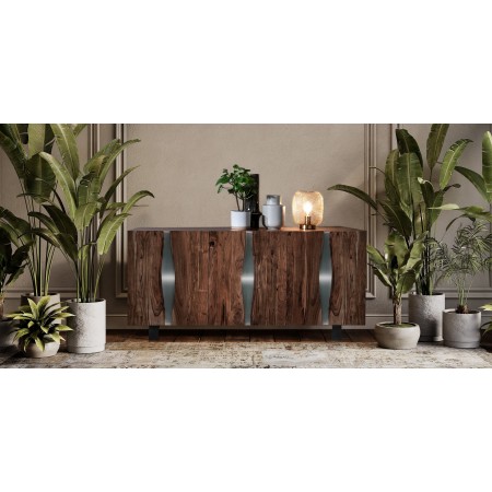 Madia 3 ante CRACK realizzata in legno massello di Acacia cm.H80 L170 P45