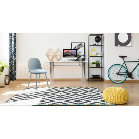 Scrivania Leena in Vetro Trasparente e Metallo Cromato, 120x70xh75 cm