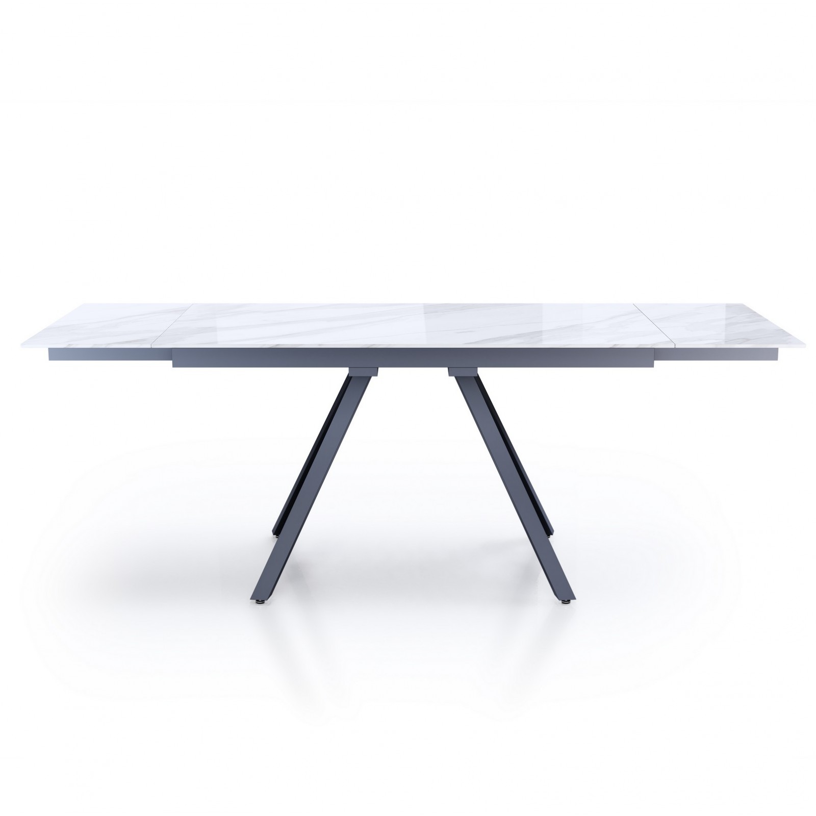 Tavolo allungabile LIKE piano in ceramica sp.10 mm finitura Marmo Bianco lucido cm H75 P80 L140/175/210