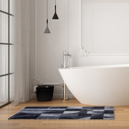 Tappeto bagno scendiletto PLAZA GREY 110 cm60x110 soft touch anallergico antiacaro e antitarma facile da pulire