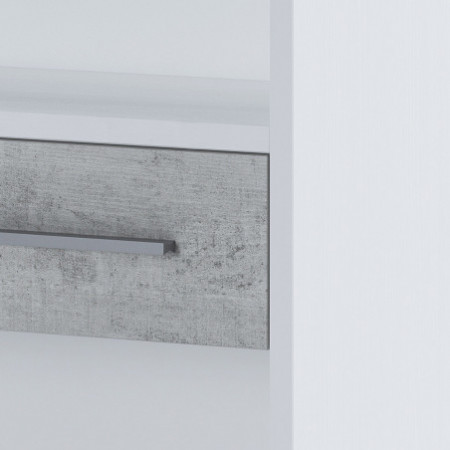 Libreria Bassa Norimberga Small finitura Larice Bianco e frontali Cemento, 80x35.5xh123 cm