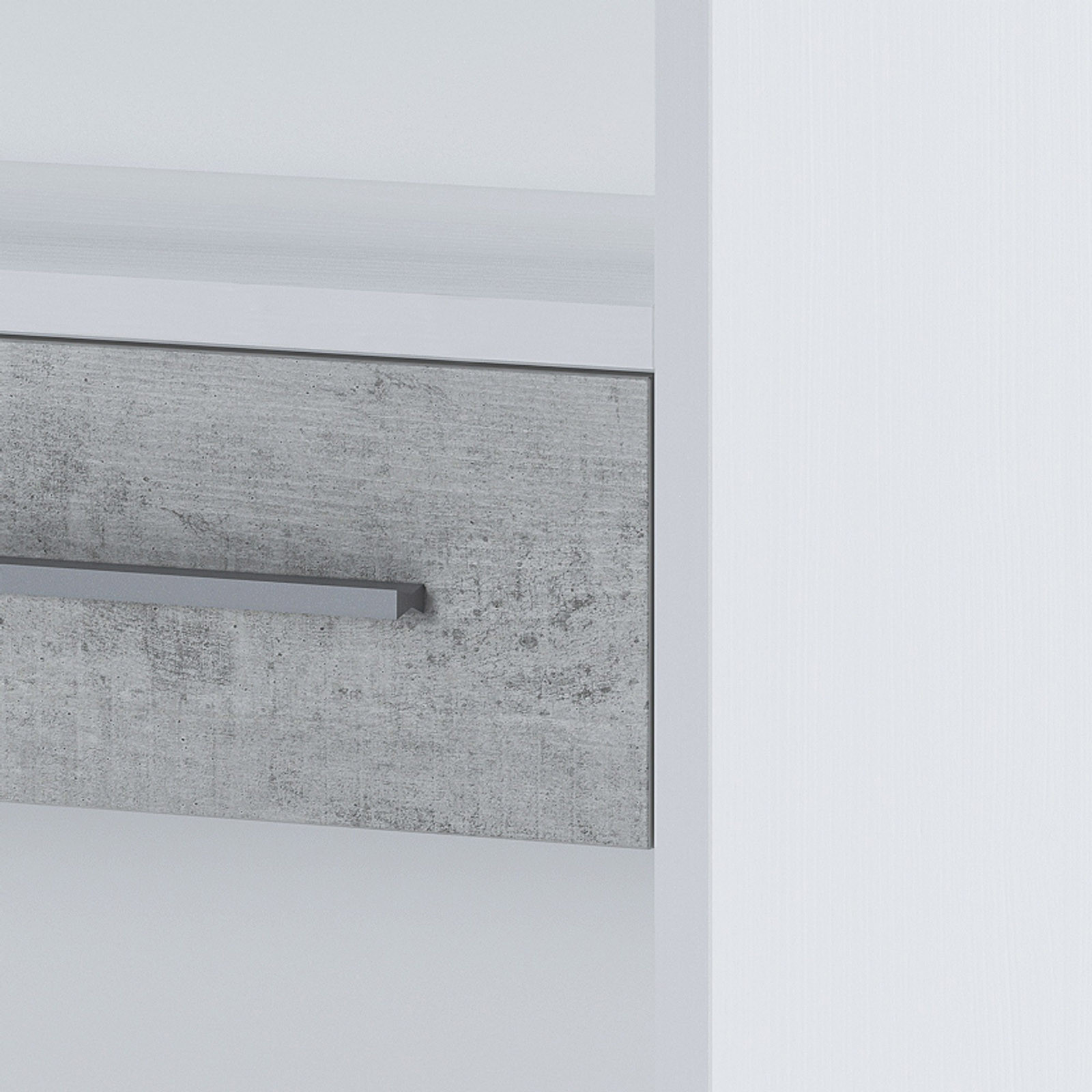 Libreria Bassa Norimberga Small finitura Larice Bianco e frontali Cemento, 80x35.5xh123 cm
