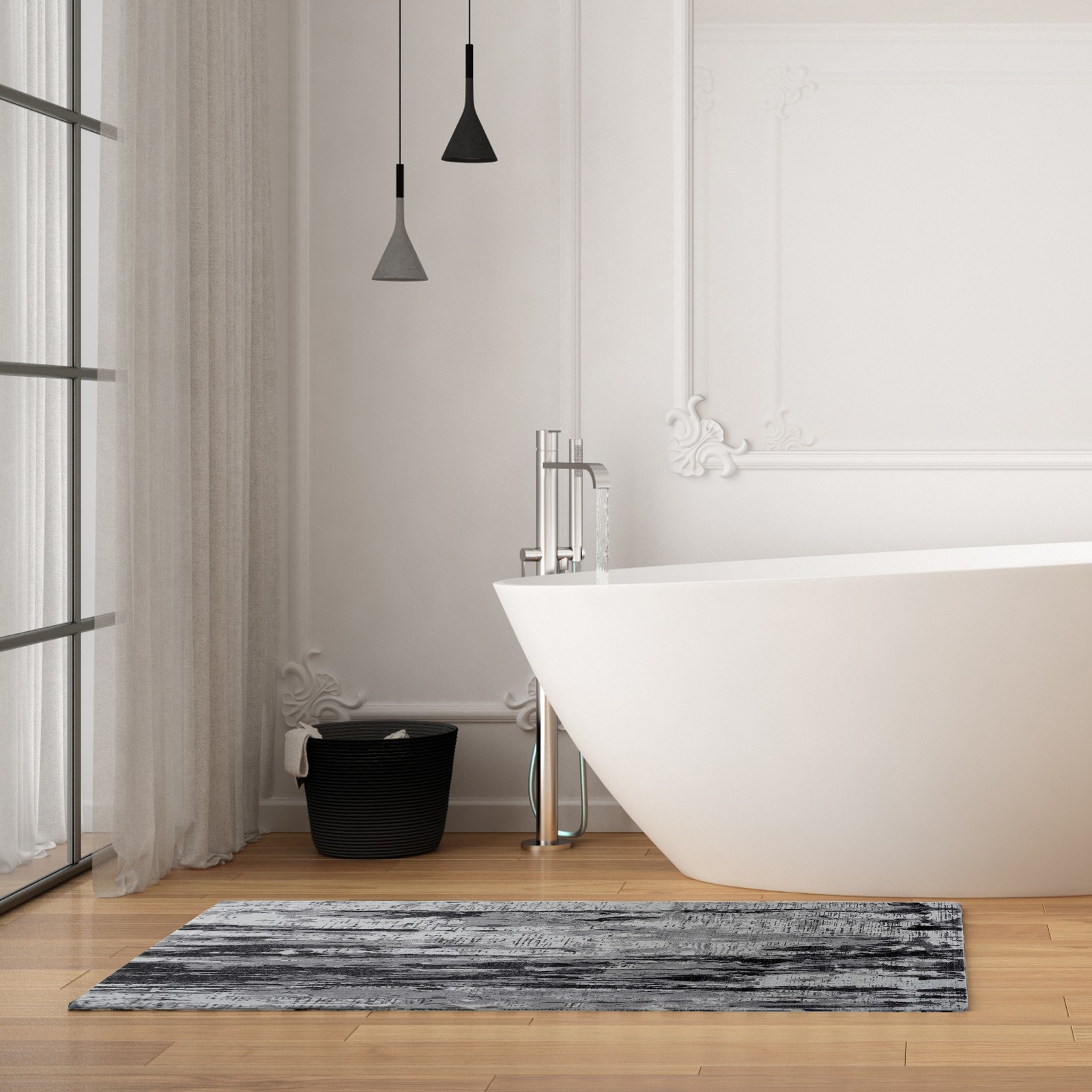 Tappeto bagno scendiletto MERCURY GREY 110 cm60x110 soft touch anallergico antiacaro e antitarma facile da pulire