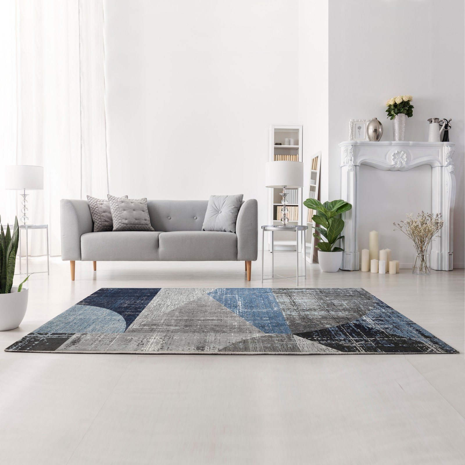 Tappeto REK BLU 230 cm160x230 soft touch anallergico antiacaro e antitarma facile da pulire